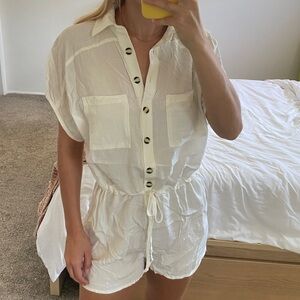 White Linen Romper